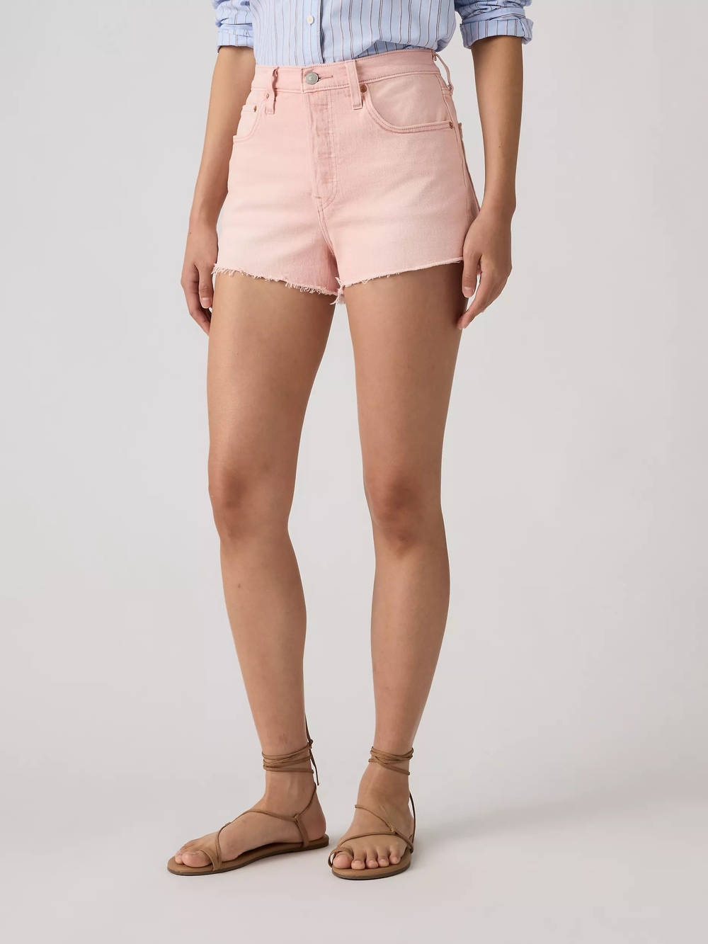 Levi's Light Pink High-Rise Denim Cutoff Shorts